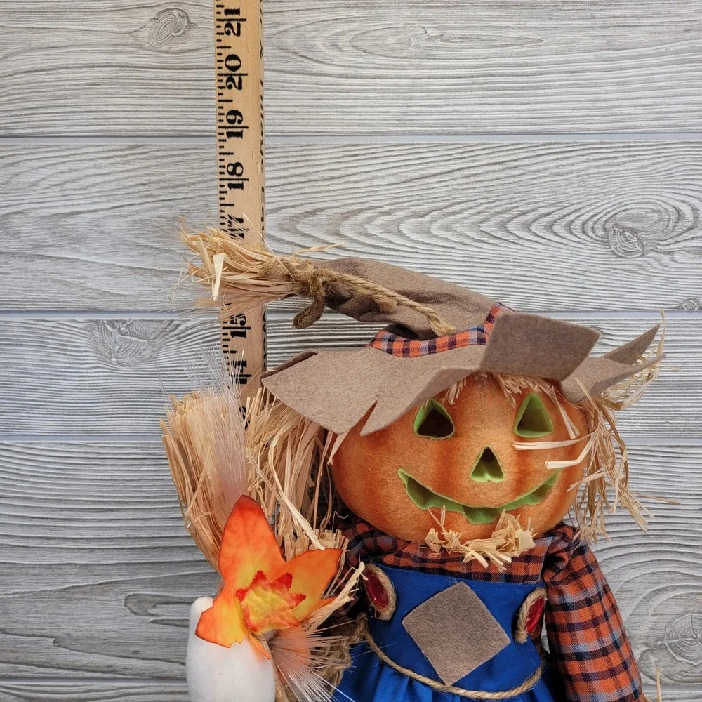 Fiber Optic Pumpkin Scarecrow Standing Halloween Decoration Fall Harvest Autumn‎
